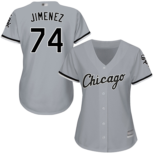White Sox #74 Eloy Jimenez Grey Road Women's Stitched MLB Jersey